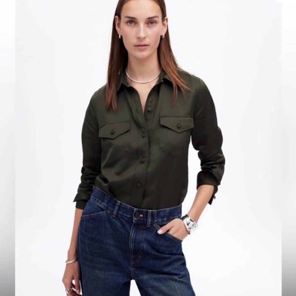 Madewell Olive Green Button-Down Utility Shirt